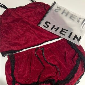 SHEIN Red Lace Trim Sleepwear Set ⭐️